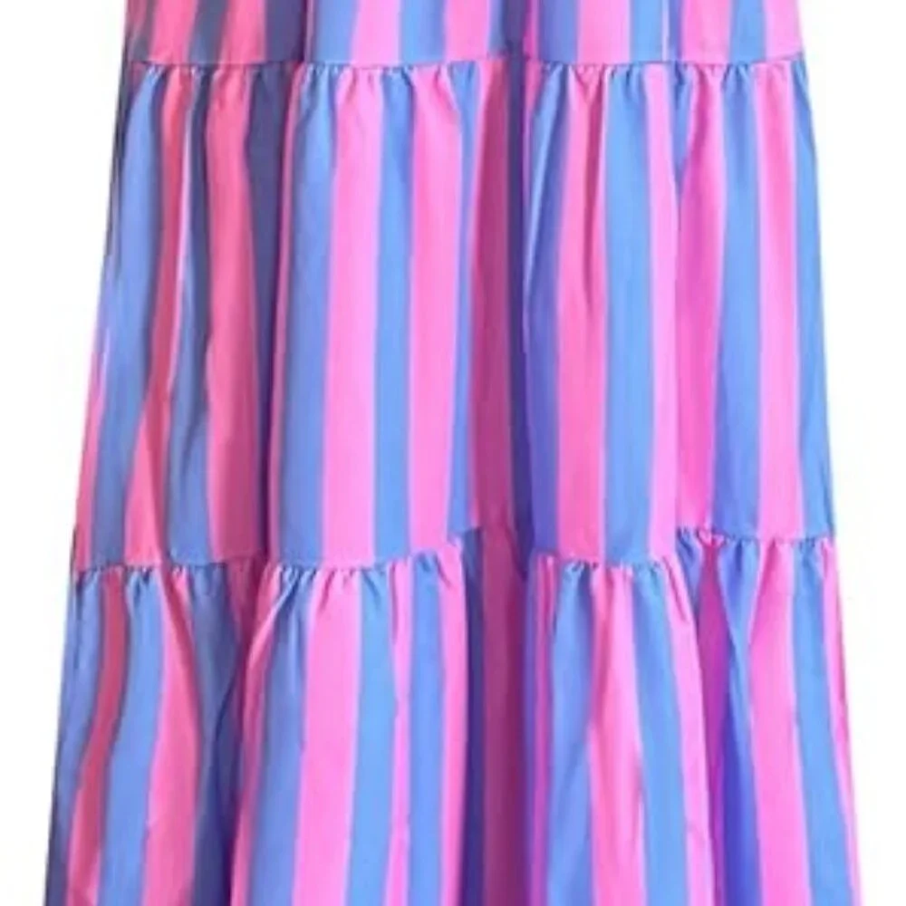 Ice Cream Striped Square Neck Tiered Maxi Dress - Picture 4 of 4